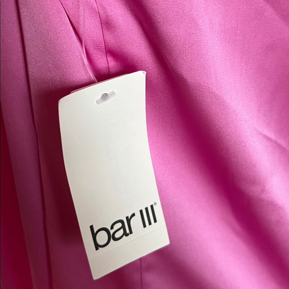 Bar III Vibrant Pretty in Pink Satin Blouse w/ neck tie & elastic cuffs size XXL - Picture 11 of 17